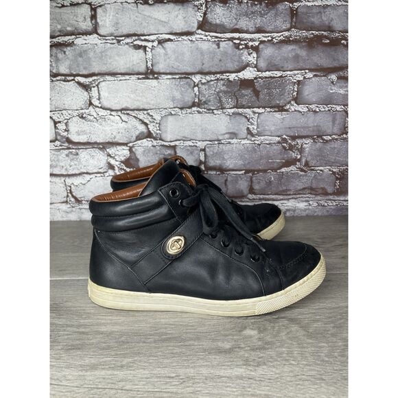 COACH Pembroke Nappa Black Leather Hi-Top Turnlock Sneakers Women 7.5B US FG1274 - Picture 16 of 16